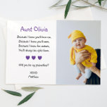 Purple Hearts Will You Be My Godmother With Photo Invitation<br><div class="desc">Ask that special woman in your life to be your child's godmother with this purple personalised godmother proposal card. Customise this adorable card with a photo of your child and their name.</div>