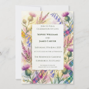 Purple Heather Scottish Wedding Invitation
