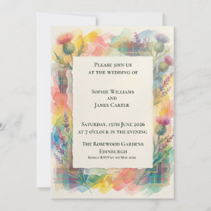 Purple Heather Tartan Wedding Invitation