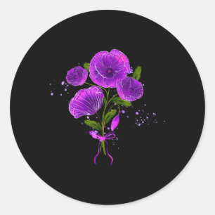 Purple Heimerheimer Awareness Mum Flower Poppy Dem Classic Round Sticker