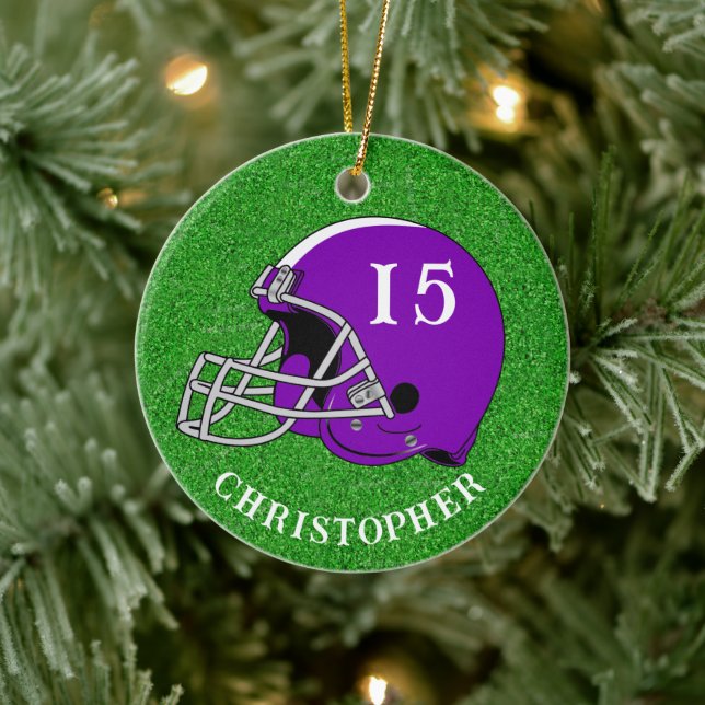 Purple Helmet Christmas   Ceramic Ornament (Tree)