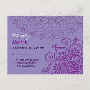 Purple HEMSA HAND of GOD Bat Mitzvah Reply Card