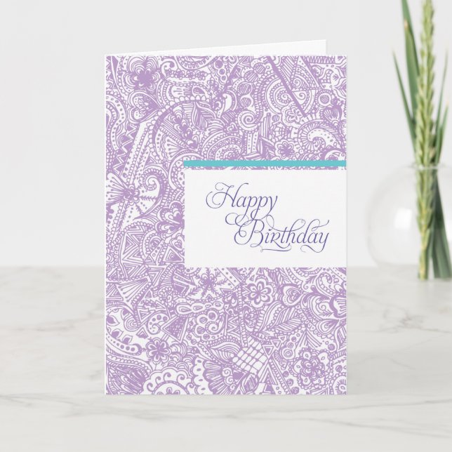 Purple Henna Birthday Card (Front)