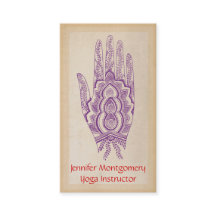 Purple Henna Hand Yoga Instructor Business Card