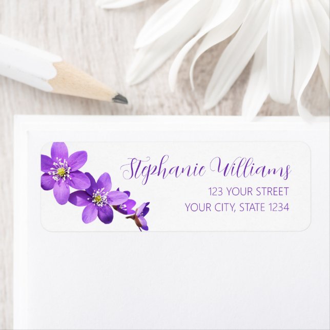 Purple Hepatica Flowers Return Address (Insitu)