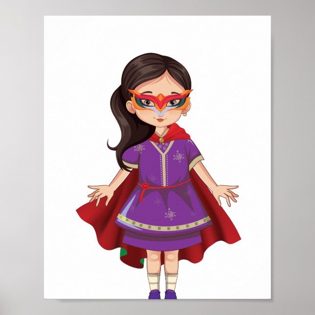 Purple Heroine Girl Digital Art Poster (Front)