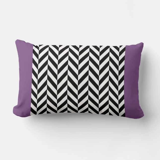 Purple Herringbone Stripe Reversible Pillow (Front)