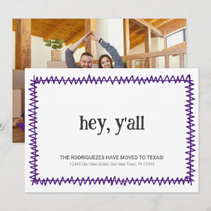 Purple Hey Y'all - Moved to Texas Announcement