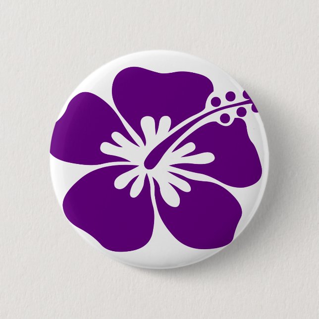 purple hibiscus aloha flower 6 cm round badge (Front)