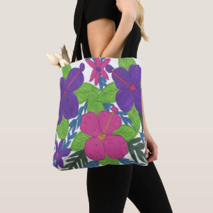 Purple Hibiscus Bouquet Tote Bag