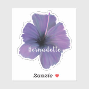 Purple Hibiscus flower name sticker