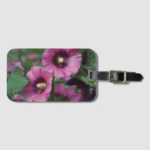 Purple hibiscus flowers luggage tag