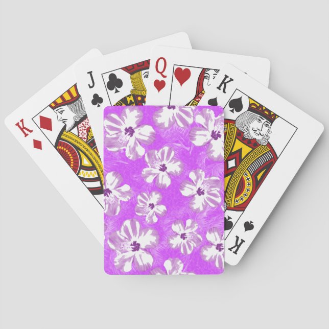 Purple Hibiscus Flowers Playing Cards (Back)