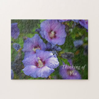 Purple Hibiscus Garden Flowers Thinking of You Jigsaw Puzzle