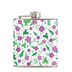 Purple Hibiscus Hip Flask