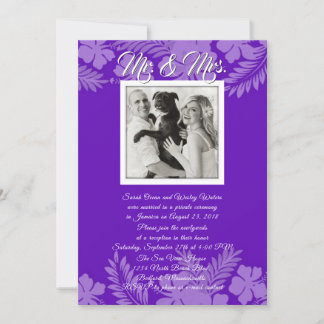 Purple Hibiscus Leaves Photo Reception Only Invitation