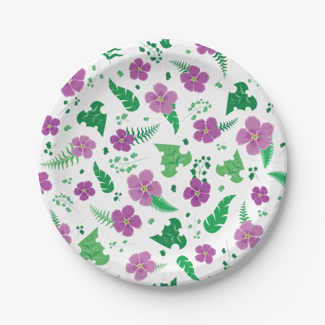 Purple Hibiscus Paper Plate (Front)