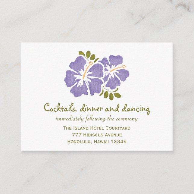 Purple Hibiscus Reception Enclosure Cards (Front)