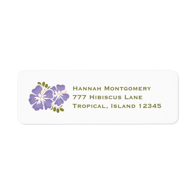Purple Hibiscus Return Address Labels Custom (Front)