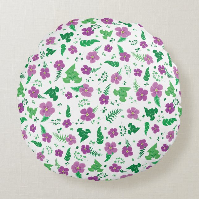 Purple Hibiscus Round Cushion (Front)