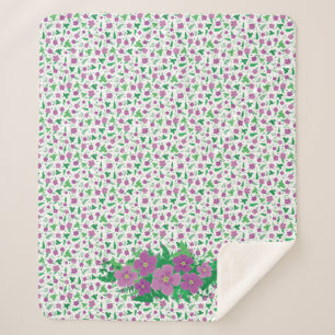 Purple Hibiscus Sherpa Blanket