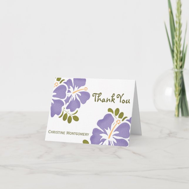 Purple Hibiscus Thank You Notes Cards (Front)