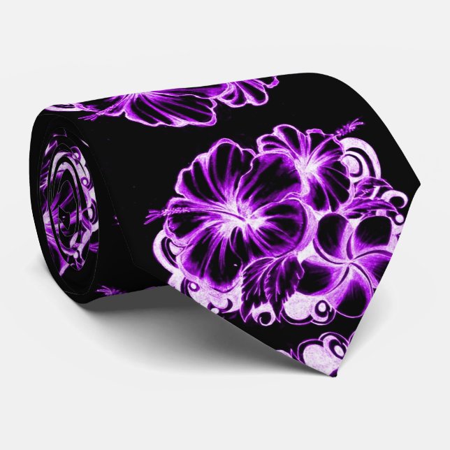 Purple Hibiscus Tie (Rolled)