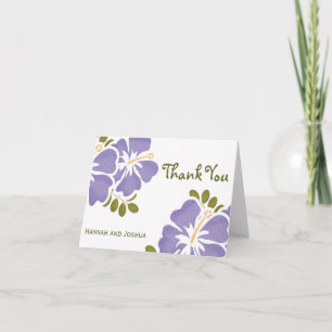 Purple Hibiscus Wedding Thank You Notes Cards