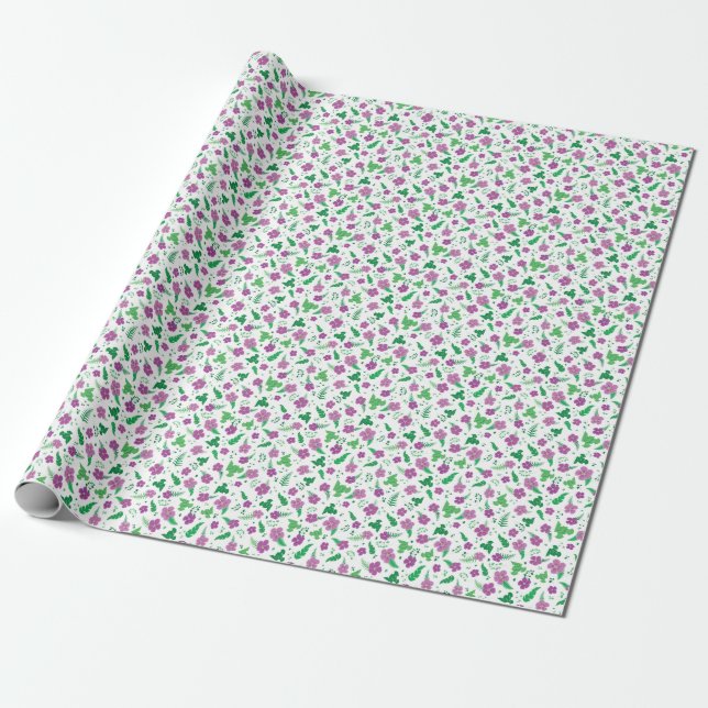 Purple Hibiscus Wrapping Paper (Unrolled)