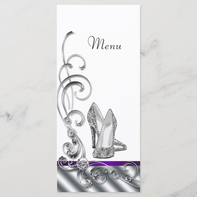 Purple High Heel Shoe Menu Cards (Front)