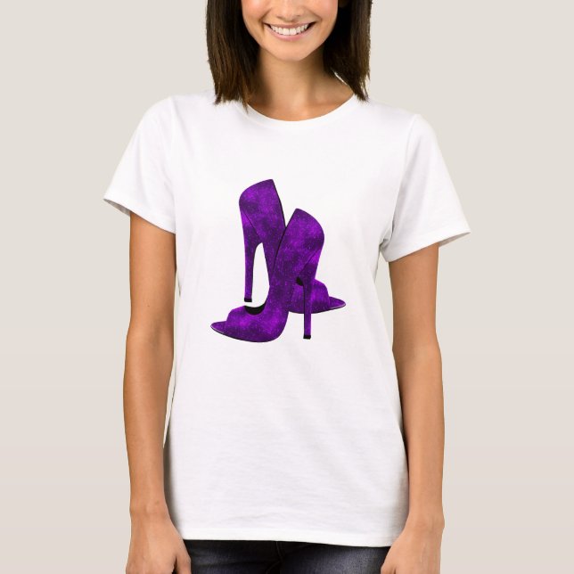 Purple High Heel Shoes T-Shirt (Front)