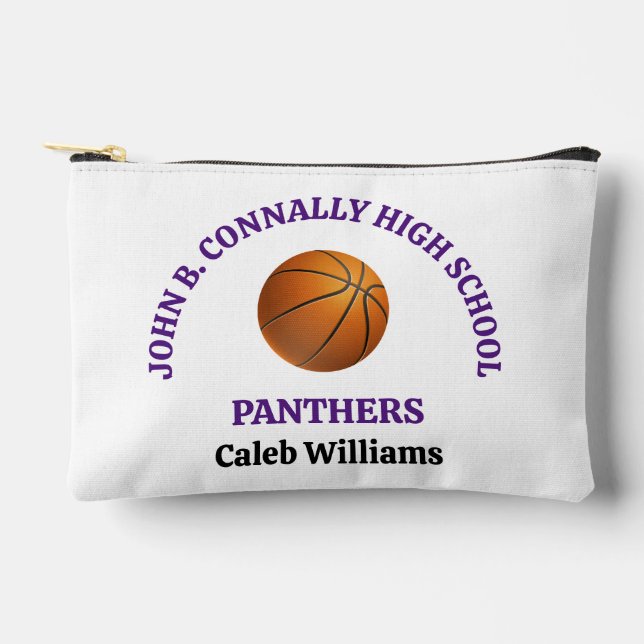 Purple High School Basketball Player Personalised Accessory Pouch (Front)