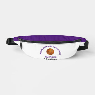 Purple High School Basketball Player Personalised Bum Bags