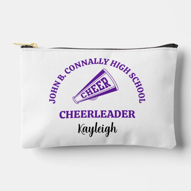 Purple High School Cheerleader Personalised Accessory Pouch (Front)