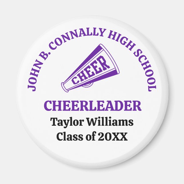 Purple High School Cheerleader Personalised Magnet (Front)