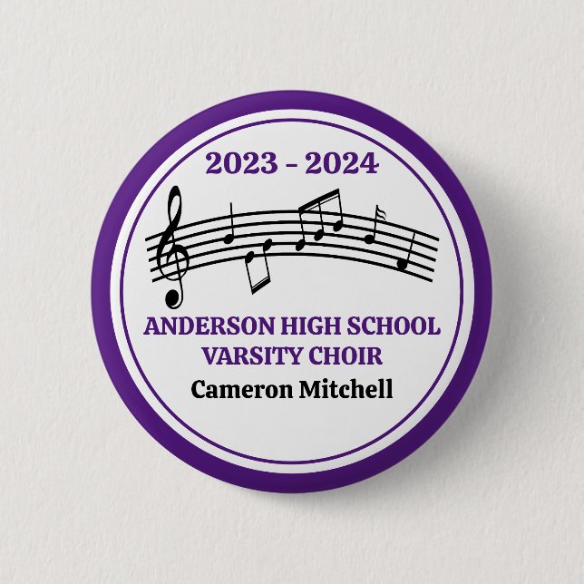 Purple High School Choir Custom Keepsake 6 Cm Round Badge (Front)