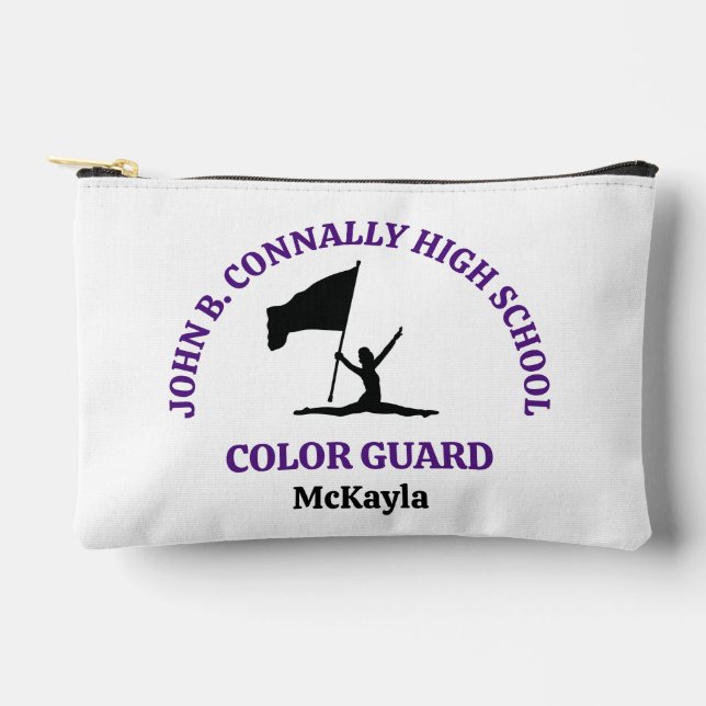 Purple High School Colour Guard Personalised Accessory Pouch (Front)