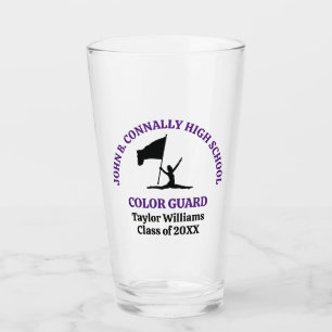 Purple High School Colour Guard Personalised Glass