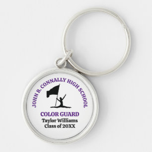 Purple High School Colour Guard Personalised Key Ring
