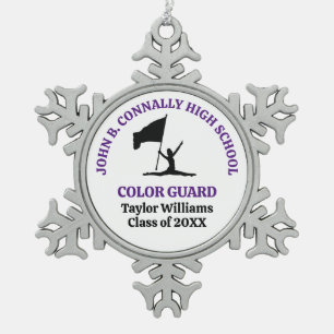 Purple High School Colour Guard Personalised Snowflake Pewter Christmas Ornament
