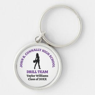 Purple High School Drill Team Dancer Personalised Key Ring