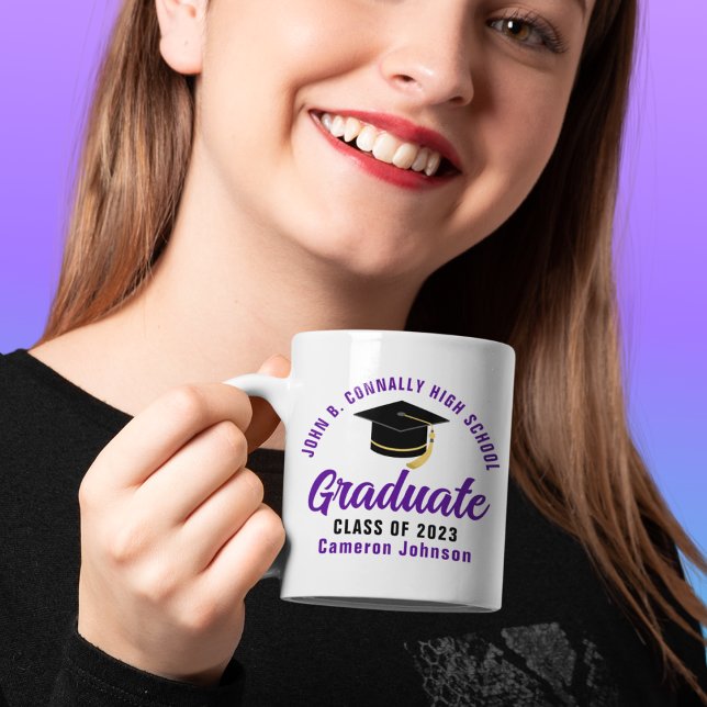 Purple High School Graduate Custom 2023 Graduation Coffee Mug (Creator Uploaded)