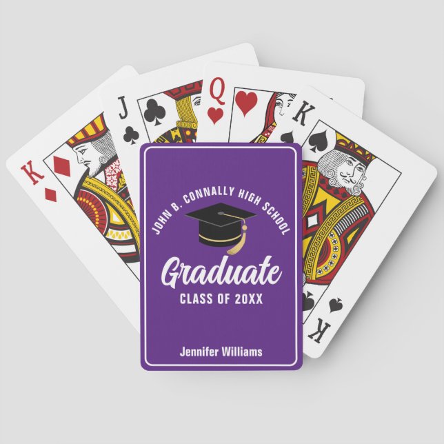 Purple High School Graduate Custom 2025 Graduation Playing Cards (Back)