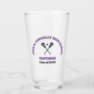 Purple High School Lacrosse Team Personalised Glass