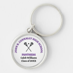 Purple High School Lacrosse Team Personalised Key Ring