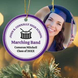 Purple High School Marching Band Custom Christmas Ceramic Tree Decoration