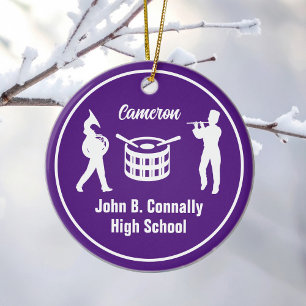 Purple High School Marching Band Custom Christmas Ceramic Tree Decoration