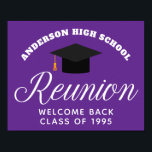 Purple High School Reunion Custom Alumni Welcome Poster<br><div class="desc">A classic custom class reunion party welcome poster for alumnus in purple and white typography for a high school,  college,  or university. Customise with your school name and graduating class  for great personalised alumni celebration decor.</div>