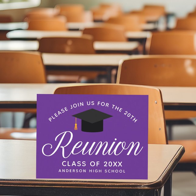 Purple High School Reunion Custom Party Postcard (Creator Uploaded)