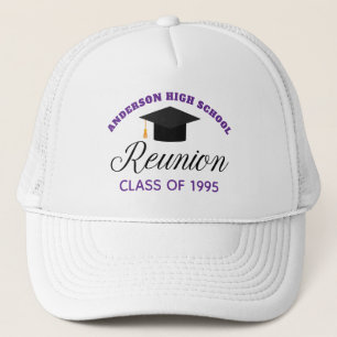 Purple High School Reunion Party Custom Alumni Trucker Hat
